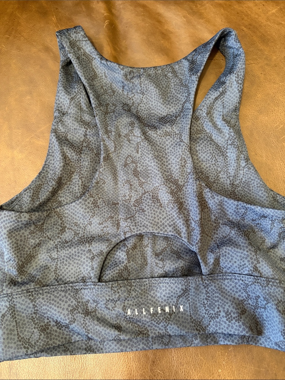 Blue & Black Python Patterned Racerback Crop Top - Picture 3 of 3